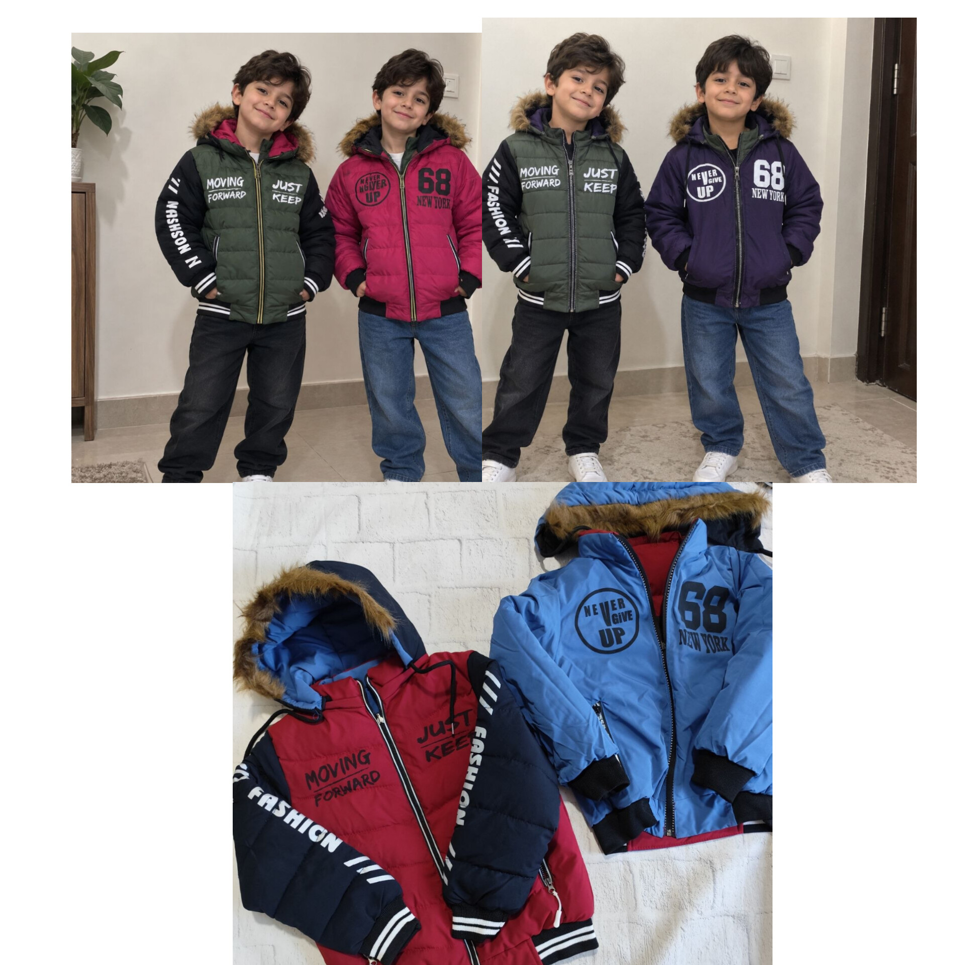 کاپشن پسرانه پفکی دو رو 4 سایزی بچگانه