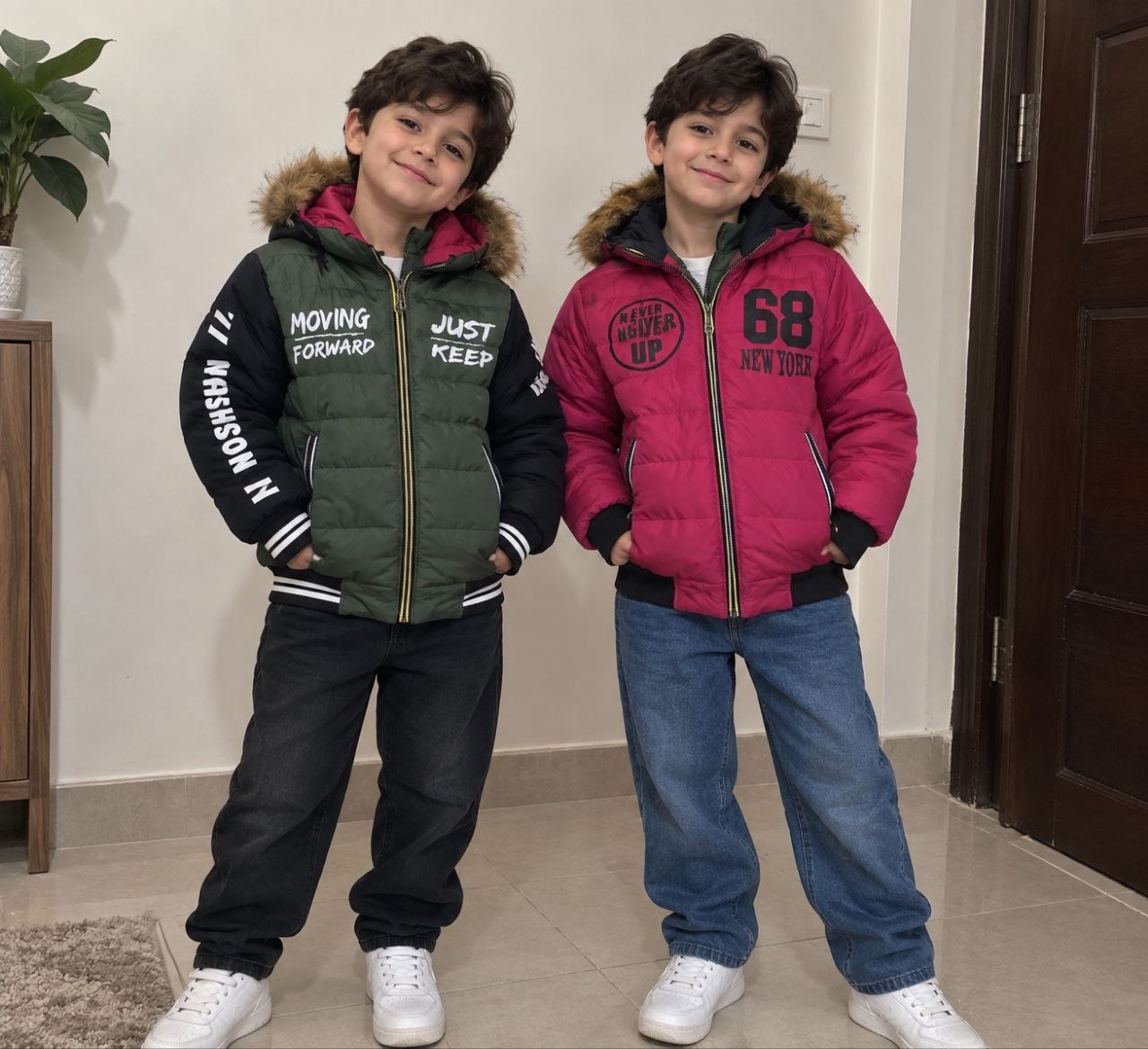 کاپشن پسرانه پفکی دو رو 4 سایزی بچگانه