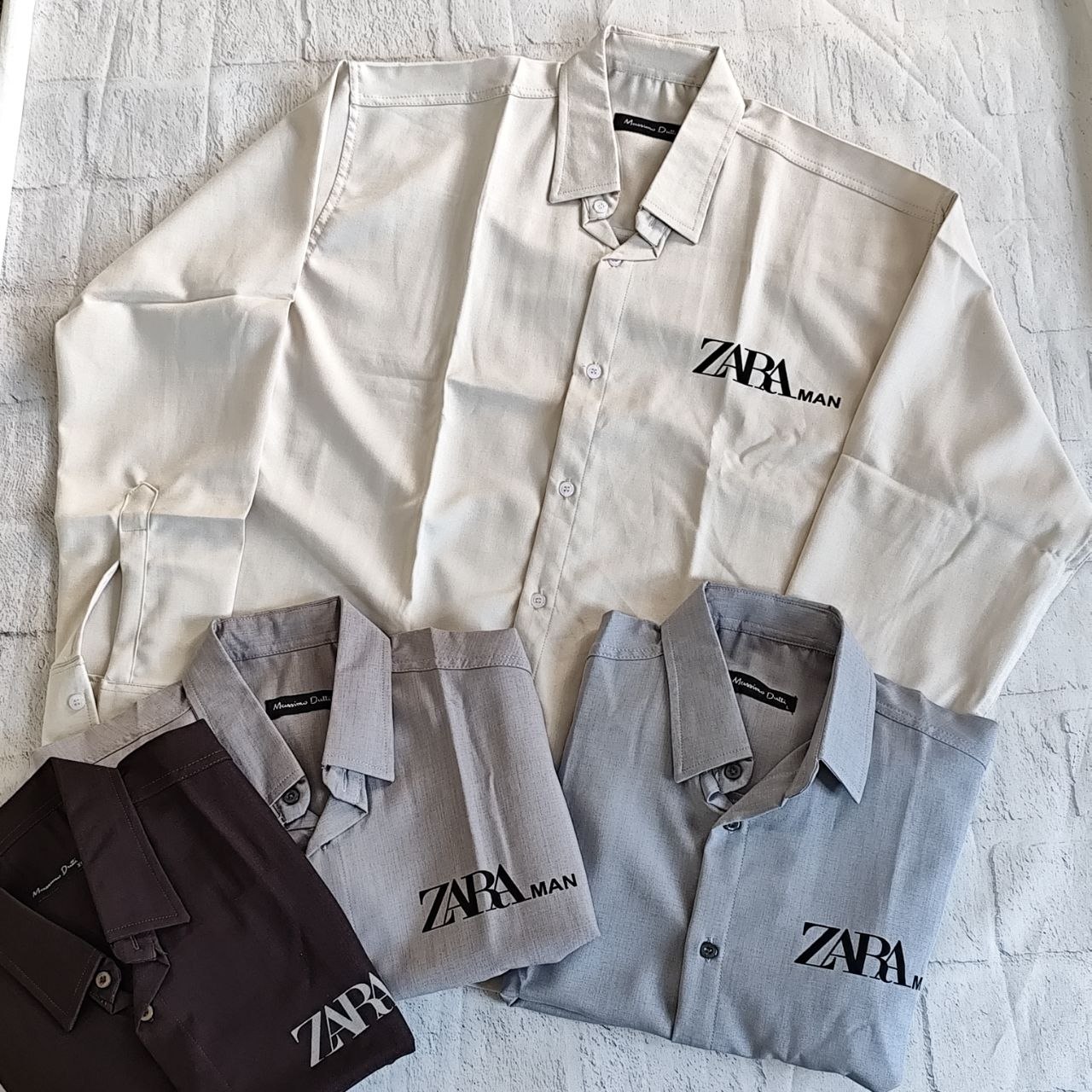 پیراهن مردانه پارچه بزیاق آستین بلند قواره باکسی ZARA