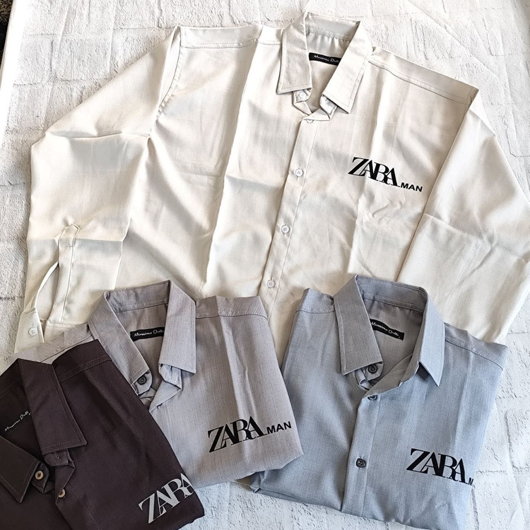 پیراهن مردانه پارچه بزیاق آستین بلند قواره باکسی ZARA
