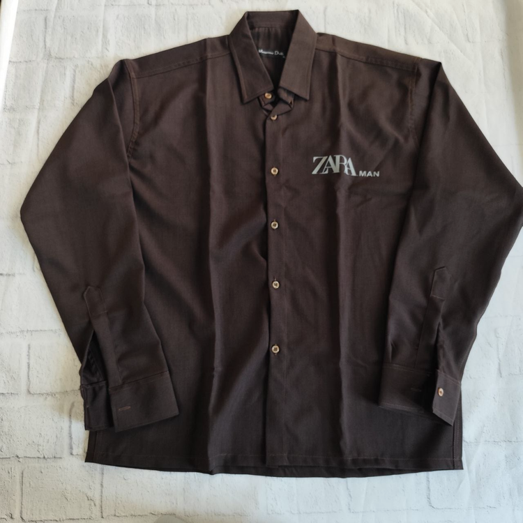 پیراهن مردانه پارچه بزیاق آستین بلند قواره باکسی ZARA